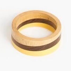 Noonday Collection Resin Wooden Bangle Bracelet with Yellow Accent VINTAGE